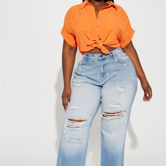 Oversized orange Button down blouse from Fashion Nova - Picture 11 of 11